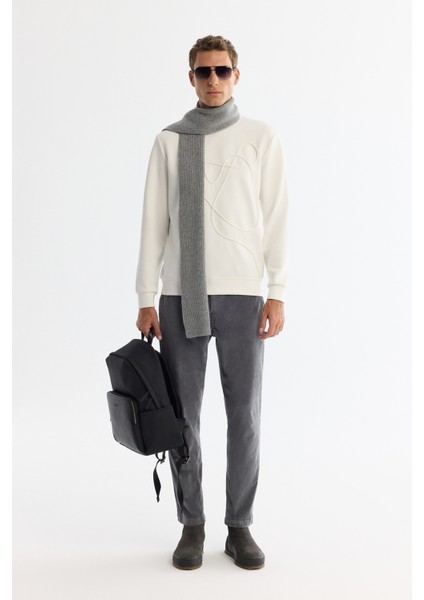 Erkek Ekru Bisiklet Yaka Pamuklu Nakışlı Regular Fit Sweatshirt A42Y1247 indirimleri