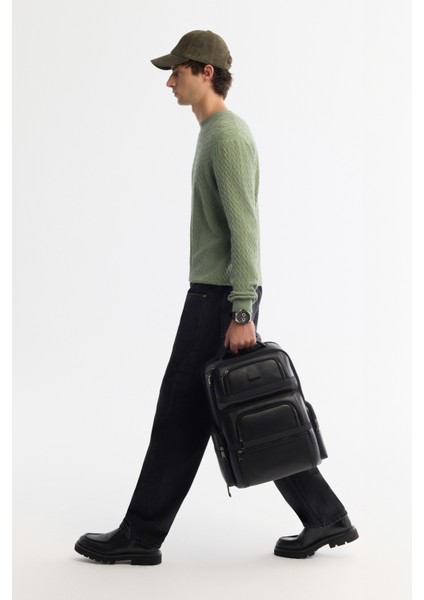 Erkek Su Yeşili Bisiklet Yaka Jakarlı Soft Touch Triko Regular Fit Kazak A42Y5145 fırsatları