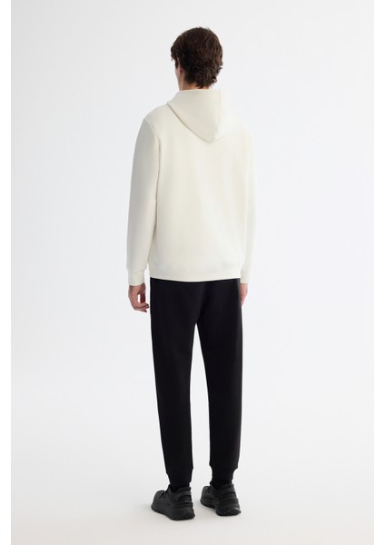 Erkek Ekru Kapüşonlu Pamuklu Baskılı Elastan Regular Fit Sweatshirt A42Y1321 fırsatları