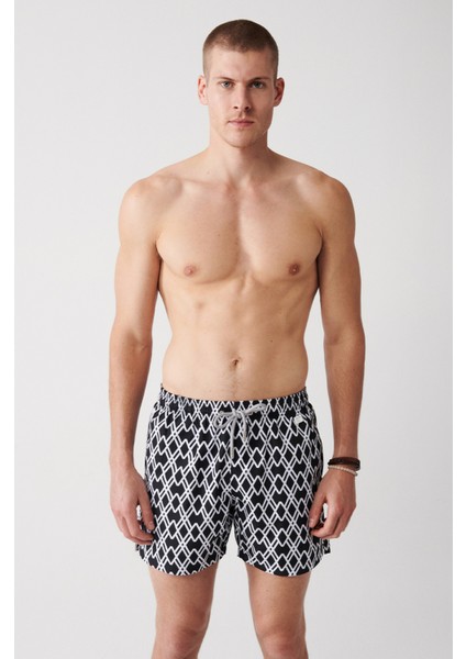 Erkek Siyah Geometrik Baskılı Deniz Şortu A31Y3817 fiyatları