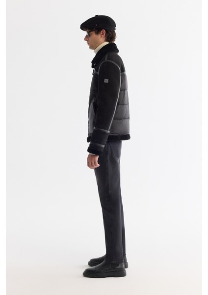 Erkek Siyah Kürklü Yaka Napa Comfort Fit Mont A42Y6127 fiyatları