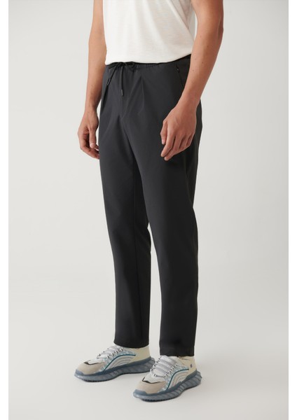 Erkek Antrasit Beli Lastikli Fermuar Cepli Su İtici Bi-Stretch Relaxed Fit Pantolon A41Y3235 modelleri