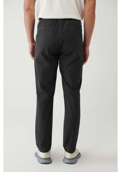 Erkek Antrasit Beli Lastikli Fermuar Cepli Su İtici Bi-Stretch Relaxed Fit Pantolon A41Y3235 fırsatları