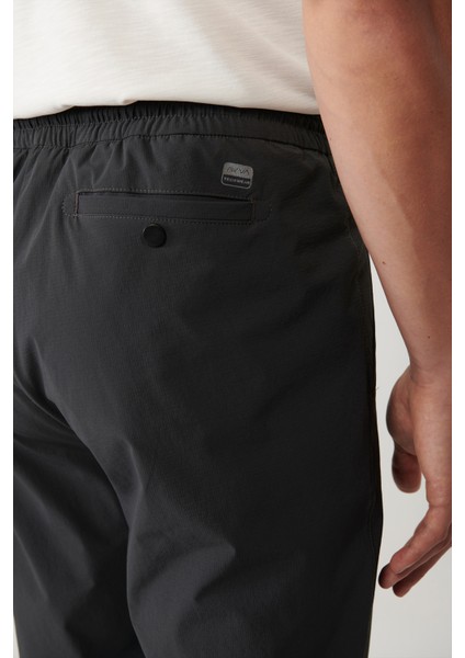 Erkek Antrasit Beli Lastikli Fermuar Cepli Su İtici Bi-Stretch Relaxed Fit Pantolon A41Y3235