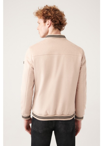 Erkek Bej İçi Elyaf Kapitoneli Ribanalı Çıtçıtlı Suni Süet Mont A31Y6001 fırsatları