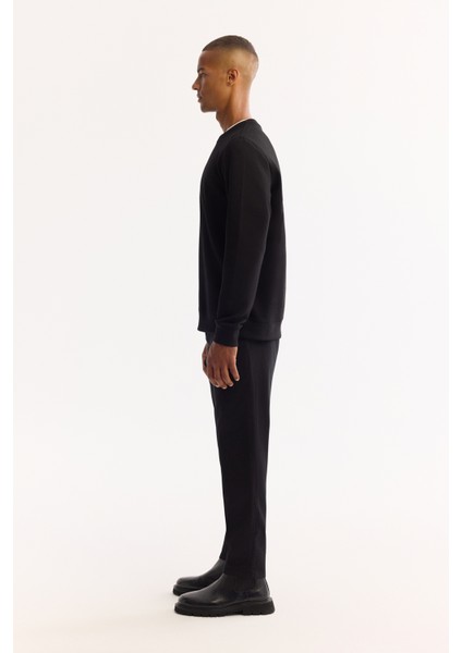 Erkek Siyah Bisiklet Yaka Pamuklu Bi-Stretch Baskılı Regular Fit Sweatshirt A52Y1305 modelleri