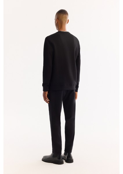 Erkek Siyah Bisiklet Yaka Pamuklu Bi-Stretch Baskılı Regular Fit Sweatshirt A52Y1305 fırsatları