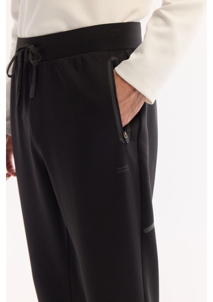 Erkek Siyah Beli Lastikli Bağcıklı Bi-Stretch Regular Fit Eşofman Altı A52Y3416 fiyatları