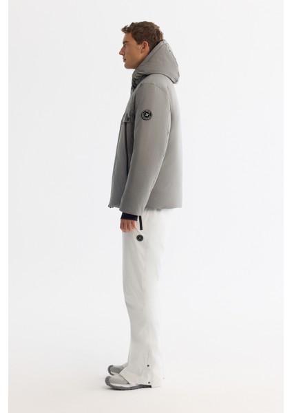 Erkek KoyuGri Kapüşonlu Su İtici Rüzgar Geçirmez -20°C Dayanıklı Kaz Tüyü Kayak Montu A42Y6123 fiyatları