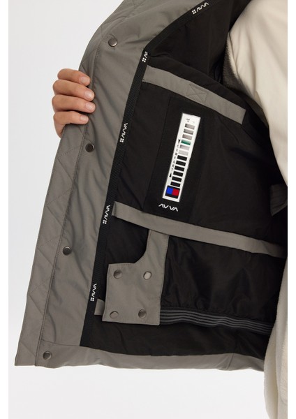 Erkek KoyuGri Kapüşonlu Su İtici Rüzgar Geçirmez -20°C Dayanıklı Kaz Tüyü Kayak Montu A42Y6123