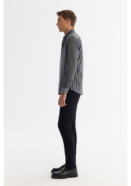 Erkek Siyah Düğmeli Yaka %100 Pamuk Regular Fit Gömlek A42Y2136 modelleri