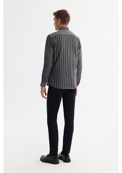 Erkek Siyah Düğmeli Yaka %100 Pamuk Regular Fit Gömlek A42Y2136 fırsatları