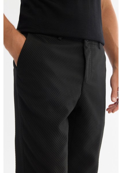 Erkek Siyah Yandan Cepli Bi-Stretch Slim Fit Pantolon A42Y3212 fırsatları