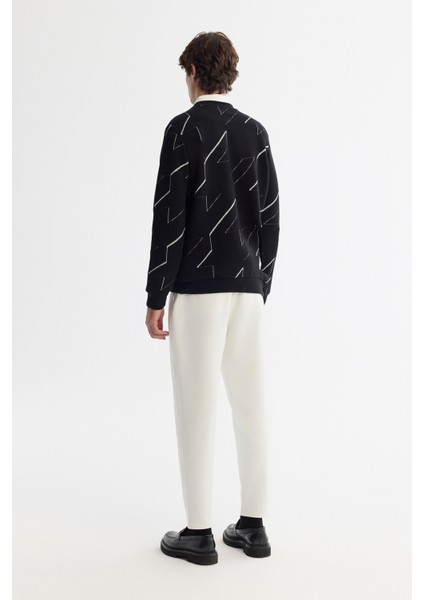 Erkek Siyah Bisiklet Yaka Pamuklu Baskılı Regular Fit Sweatshirt A42Y1375 fırsatları