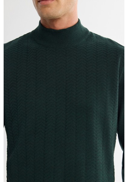 Erkek Yeşil Yarım Balıkçı Yaka Dokulu Basic Kazak E005108 fiyatları