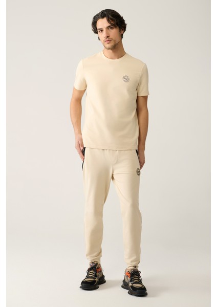 Erkek Bej Jersey Kumaş 2 İplik Regular Fit Eşofman Altı A41Y3416