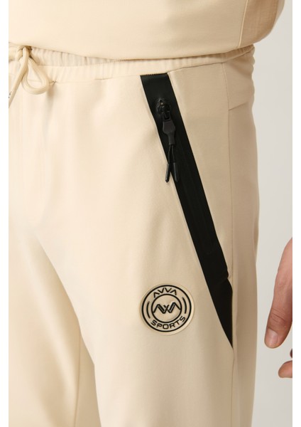 Erkek Bej Jersey Kumaş 2 İplik Regular Fit Eşofman Altı A41Y3416