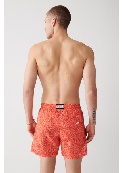 Erkek Turuncu Çiçek Baskılı Deniz Şortu A31Y3809 modelleri