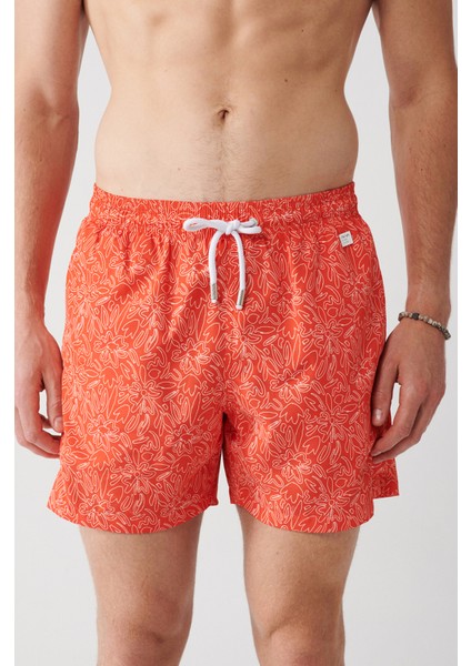 Erkek Turuncu Çiçek Baskılı Deniz Şortu A31Y3809 fırsatları