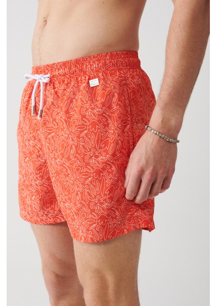 Erkek Turuncu Çiçek Baskılı Deniz Şortu A31Y3809 indirimleri