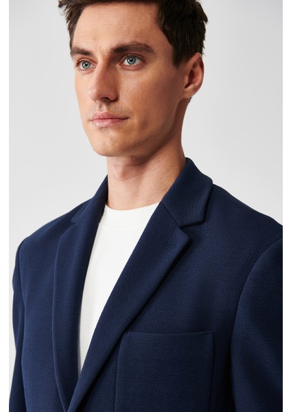 Erkek Lacivert Astarsız Mono Yaka Çift Yırtmaç Örme A32Y4005 fiyatları