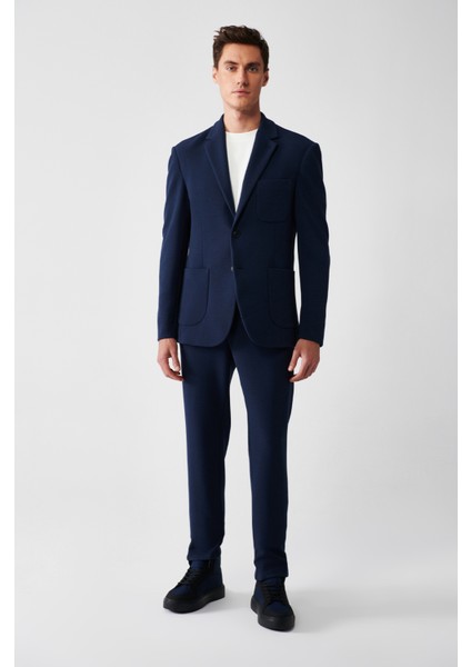 Erkek Lacivert Astarsız Mono Yaka Çift Yırtmaç Örme A32Y4005 indirimleri