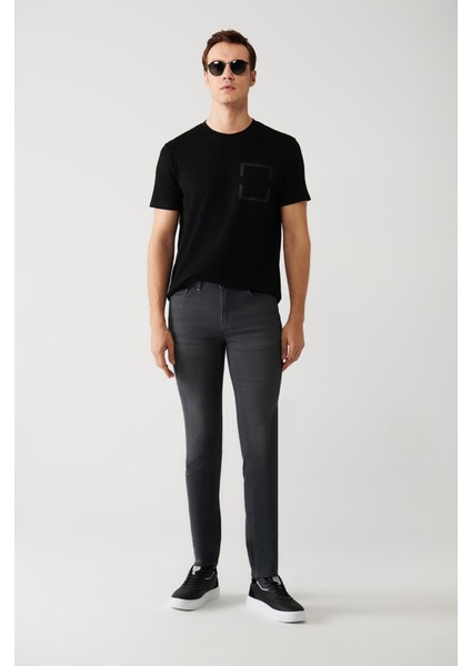 Erkek Antrasit Eskitme Yıkamalı Kaplamalı Berlin Slim Fit Jean Pantolon B003516