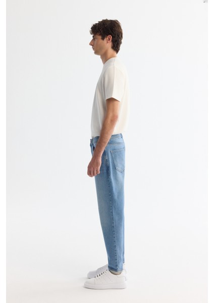 Erkek Mavi Eskitme Yıkamalı Esnek Oslo Carrot Fit Jean Pantolon A42Y3570 modelleri