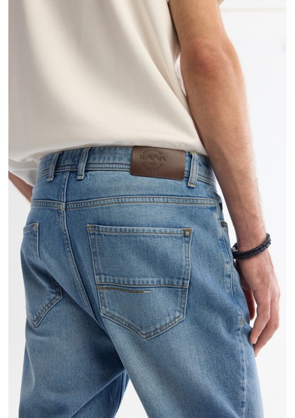 Erkek Mavi Eskitme Yıkamalı Esnek Oslo Carrot Fit Jean Pantolon A42Y3570