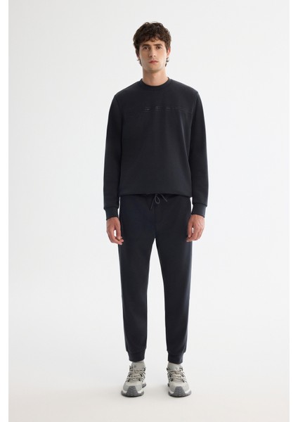 Erkek Antrasit Beli Lastikli Bağcıklı Soft Touch Regular Fit Eşofman Altı A42Y3417