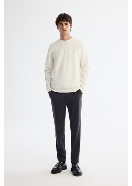 Erkek Ekru Bisiklet Yaka Pamuklu Baskılı Elastan Regular Fit Sweatshirt A42Y1267 indirimleri