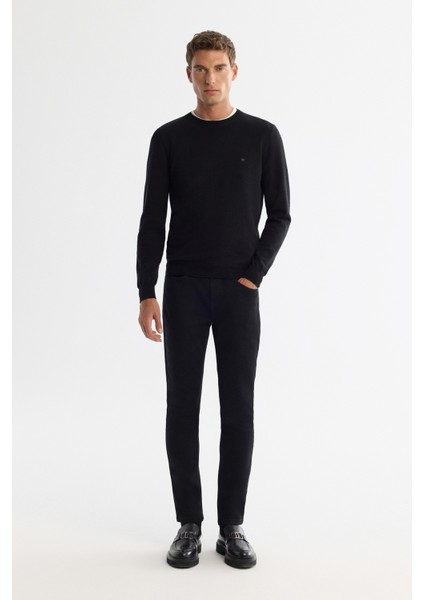 Erkek Siyah Viskon Bisiklet Yaka Triko Regular Fit Kazak B005132 indirimleri