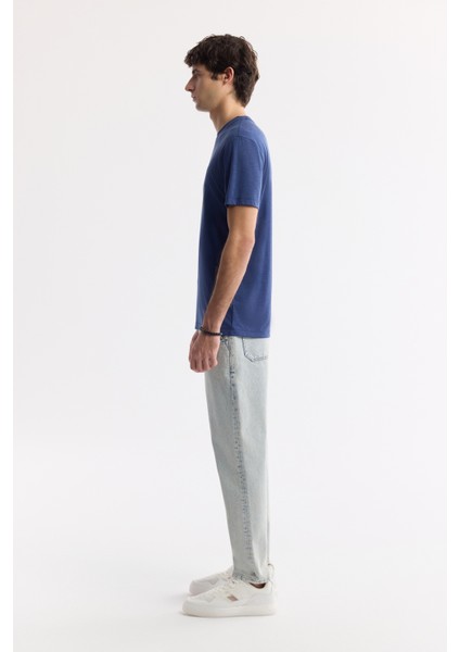 Erkek İndigo Bisiklet Yaka Bi-Stretch Soft Touch Basic Regular Fit T-Shirt B001031 modelleri