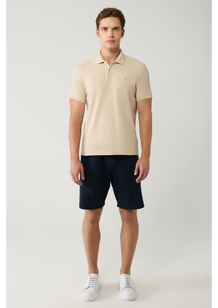 Erkek Bej Kıvrılmaz Polo Yaka %100 Pamuk Basic Regular Fit T-Shirt B001032 indirimleri