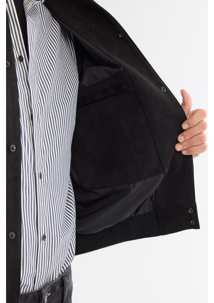 Erkek Siyah Bomber Yaka Süet Dokulu Comfort Fit Mont A42Y6028 fırsatları