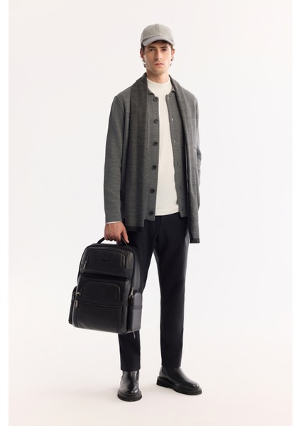 Erkek Gri Polo Yaka Düğmeli Yün Karışımlı Regular Fit Hırka A52Y5148