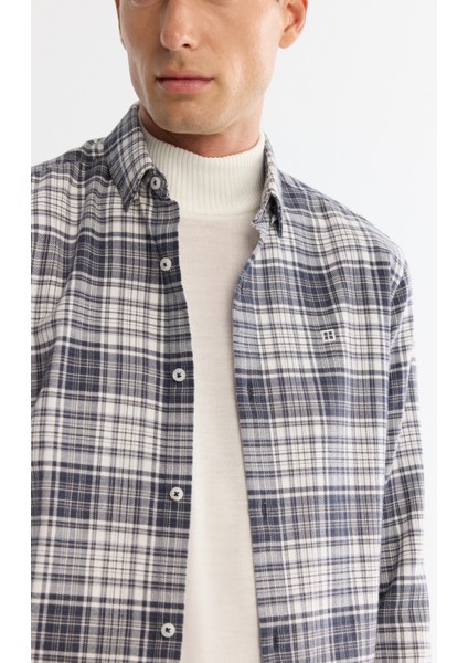 Erkek Gri Alttan Britli Yaka Ekoseli %100 Pamuk Flanel Regular Fit Gömlek A42Y2143 fiyatları