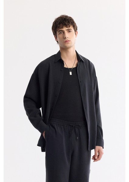 Erkek Siyah Beli Lastikli Bağcıklı Soft Touch Relaxed Fit Pantolon A51Y3031 modelleri