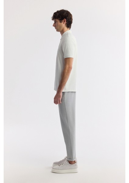 Erkek Beyaz Polo Yaka Jakarlı Elastan Regular Fit T-Shirt A51Y1059 modelleri