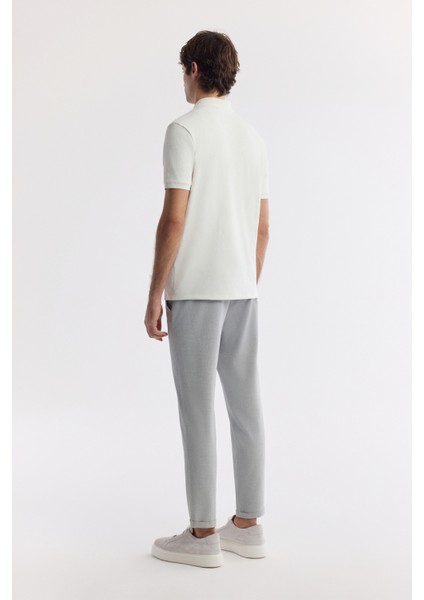 Erkek Beyaz Polo Yaka Jakarlı Elastan Regular Fit T-Shirt A51Y1059 fırsatları