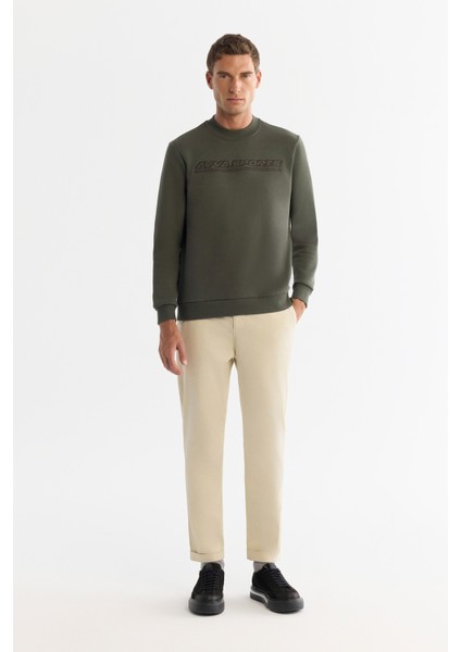 Erkek Haki Bisiklet Yaka 3 İplik Şardonlu Baskılı Regular Fit Sweatshirt A42Y1306 indirimleri