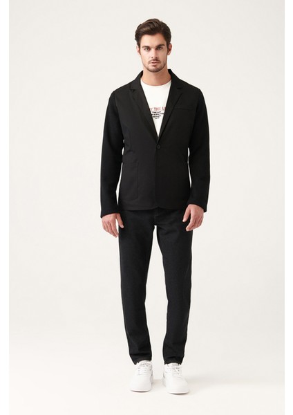 Erkek Siyah Mono Yaka Astarsız Triko Detaylı Ceket A31Y4001 indirimleri