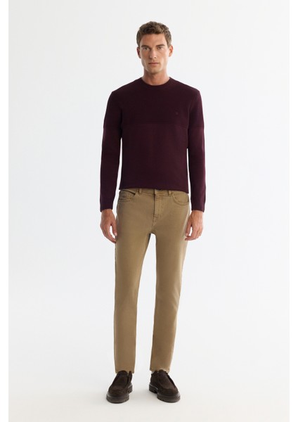 Erkek Kamel Parça Boya Yıkamalı Esnek Berlin Slim Fit Jean Pantolon A42Y3500