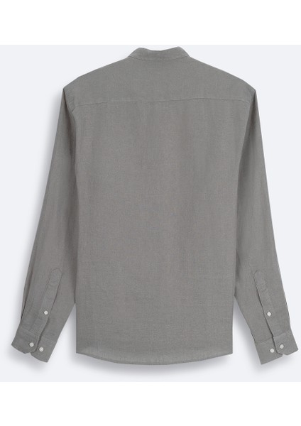 Erkek Gri Hakim Yaka %100 Keten Comfort Fit Gömlek B002035 fiyatları