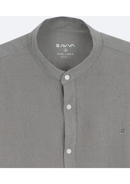 Erkek Gri Hakim Yaka %100 Keten Comfort Fit Gömlek B002035 modelleri