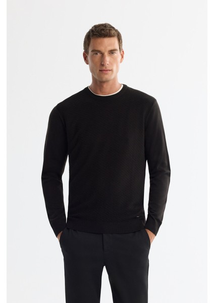 Erkek Siyah Dokulu Basic Kazak E005109