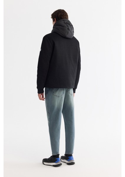 Erkek Siyah Kapüşonlu Su İtici Rüzgar Geçirmez Comfort Fit Mont A42Y6155 modelleri