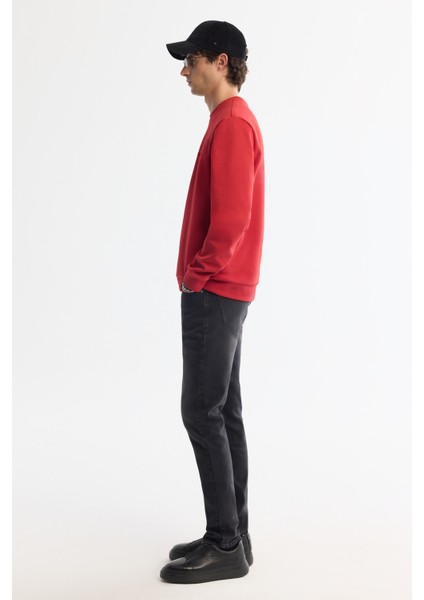 Erkek Kırmızı Bisiklet Yaka Pamuklu Baskılı Elastan Regular Fit Sweatshirt A42Y1221 fırsatları