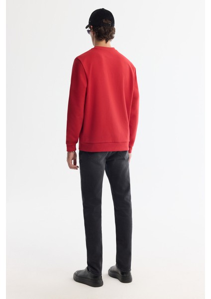 Erkek Kırmızı Bisiklet Yaka Pamuklu Baskılı Elastan Regular Fit Sweatshirt A42Y1221 indirimleri