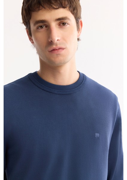 Erkek Lacivert Bisiklet Yaka Viskon Viskon Karışımlı Basic Triko Regular Fit Kazak B005021 fiyatları
